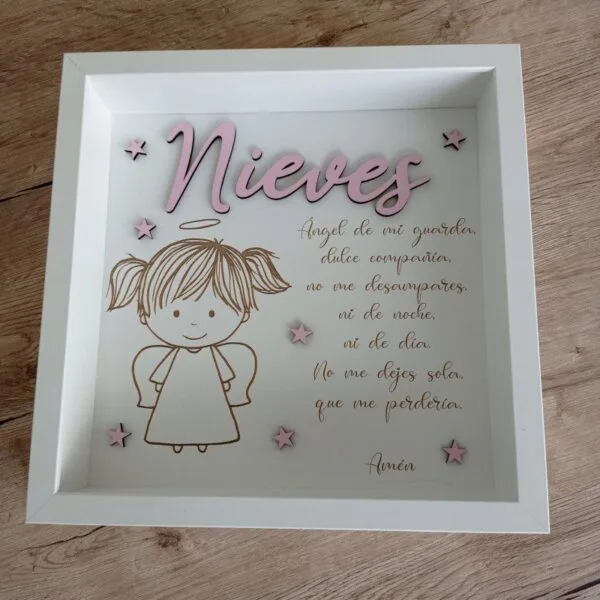 Cuadro ángel de la guarda niña