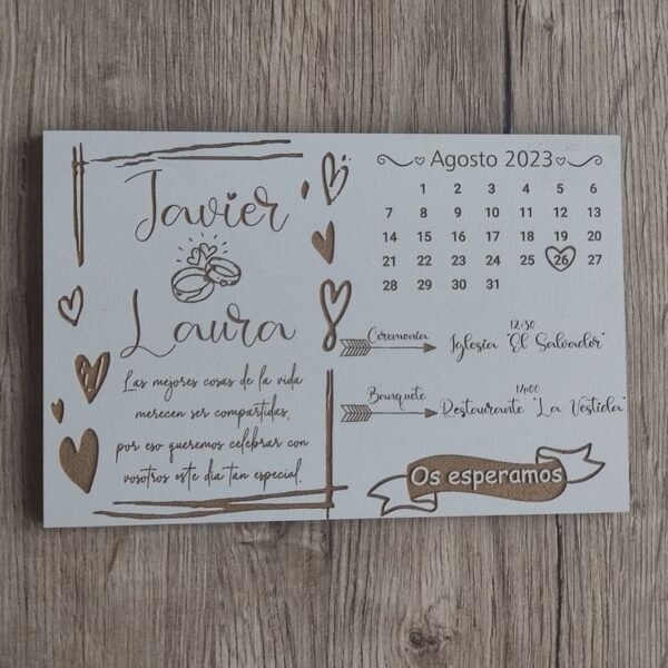 Tarjeta boda corazones