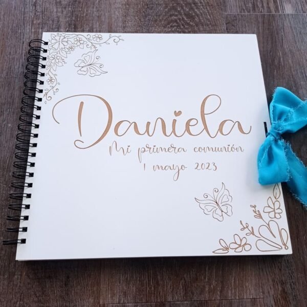 Libro de firmas Comunión personalizado flores
