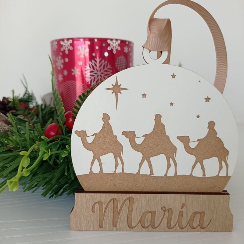 Bola de Navidad de madera personalizada (nieve 1)