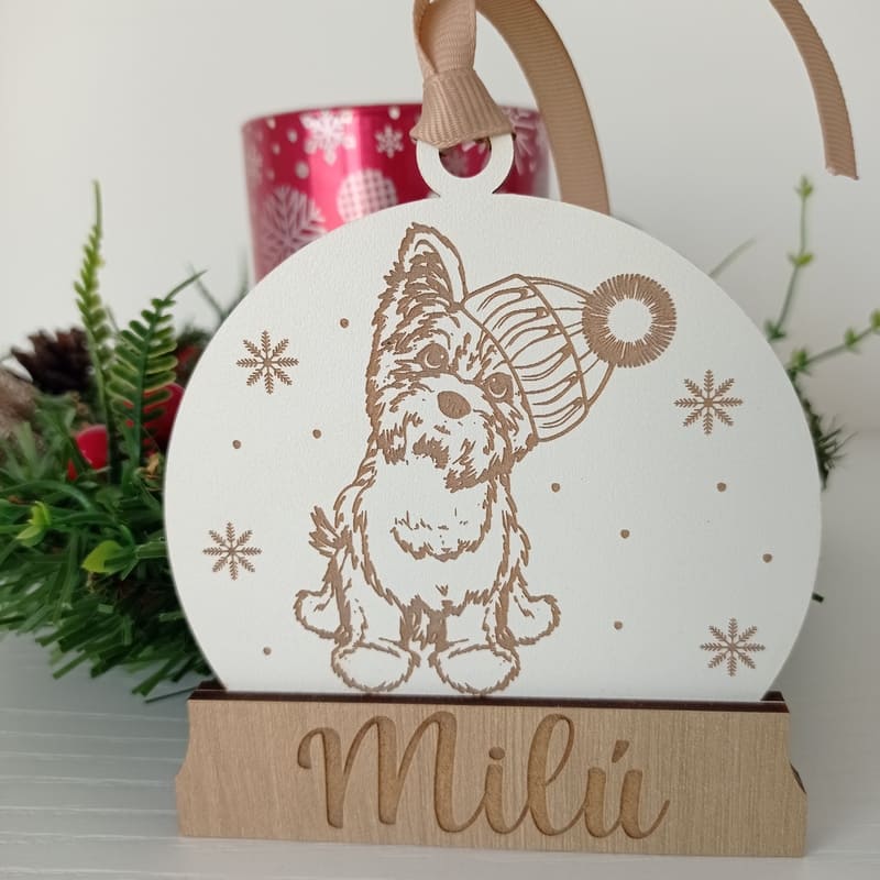 Bola de Navidad de madera personalizada (nieve 10)