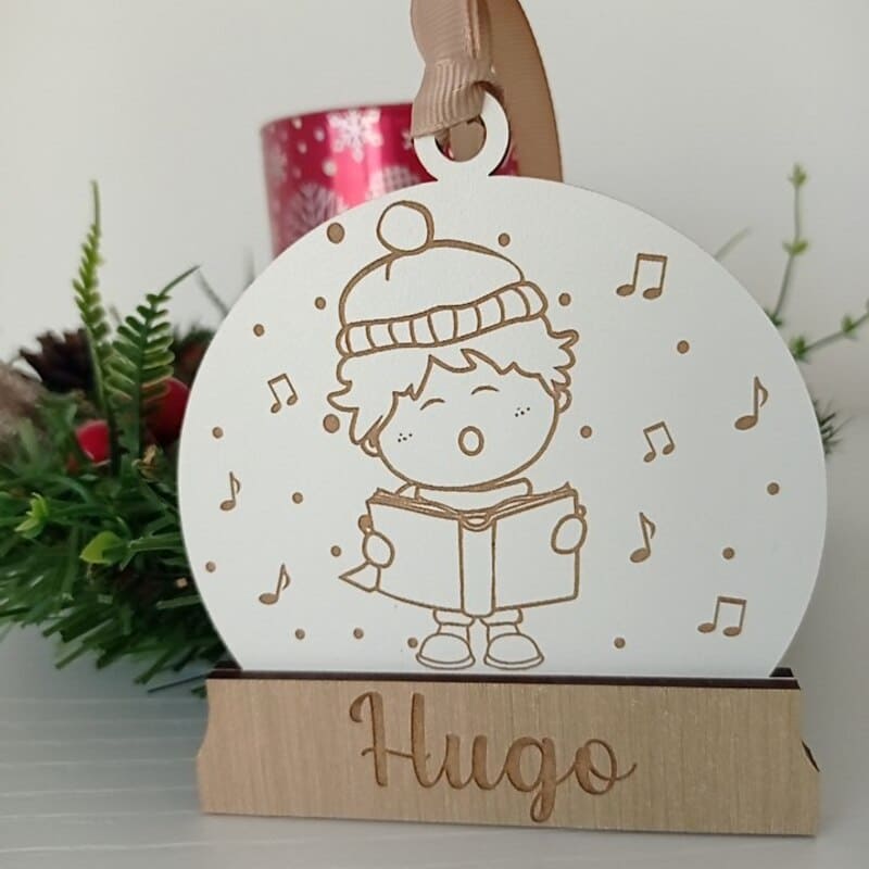 Bola de Navidad de madera personalizada (nieve 12)