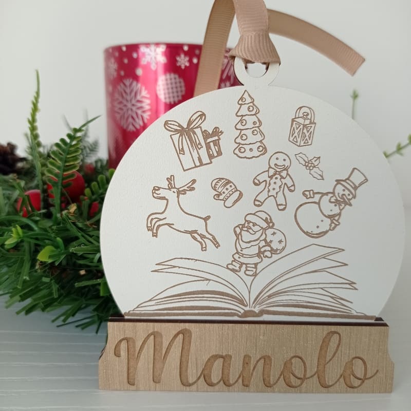 Bola de Navidad de madera personalizada (nieve 19)