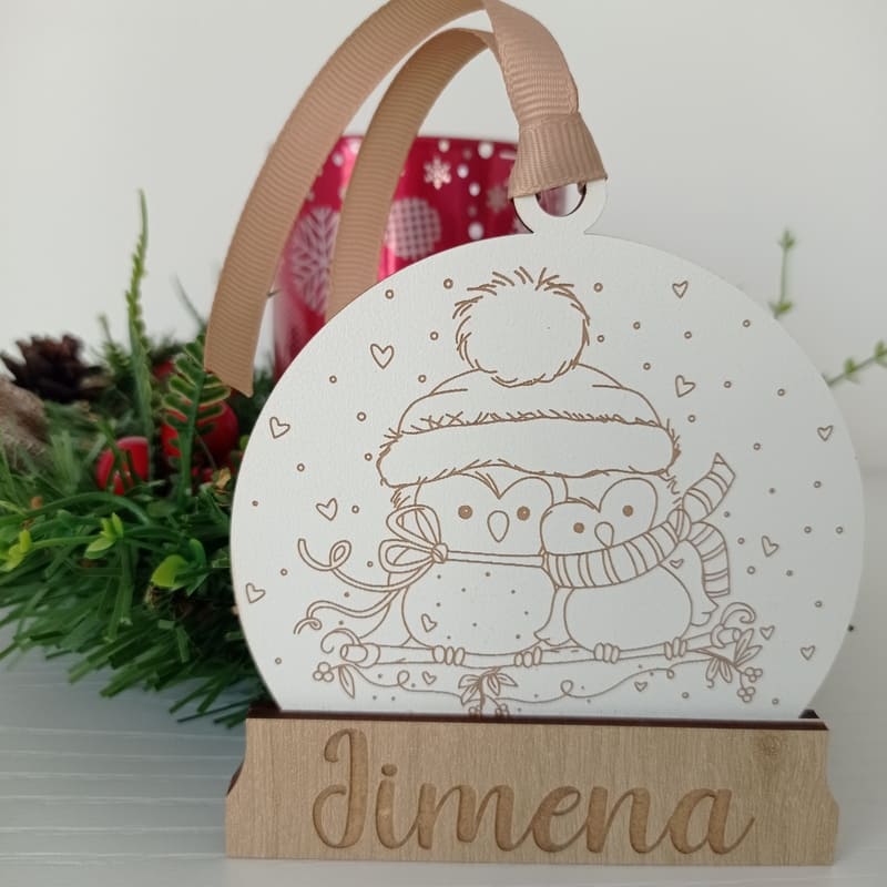 Bola de Navidad de madera personalizada (nieve 21)