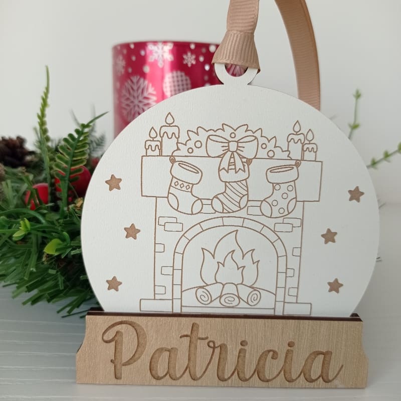 Bola de Navidad de madera personalizada (nieve 4)