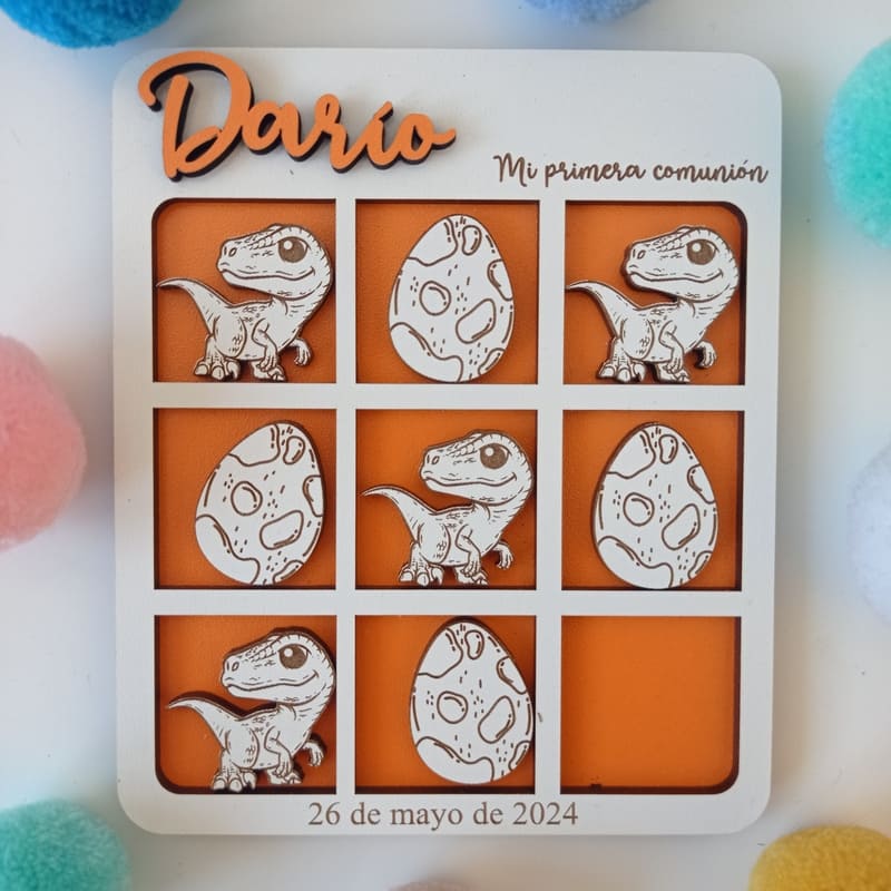 Juego tres en raya personalizado (Dinosaurio)