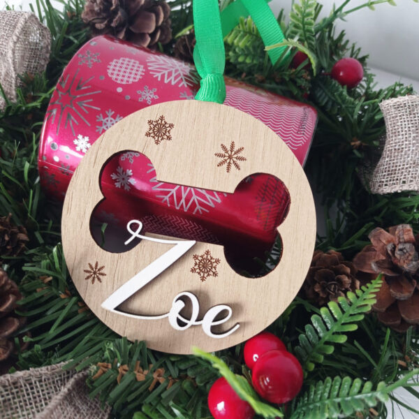 Bola de Navidad de madera personalizada (hueso)