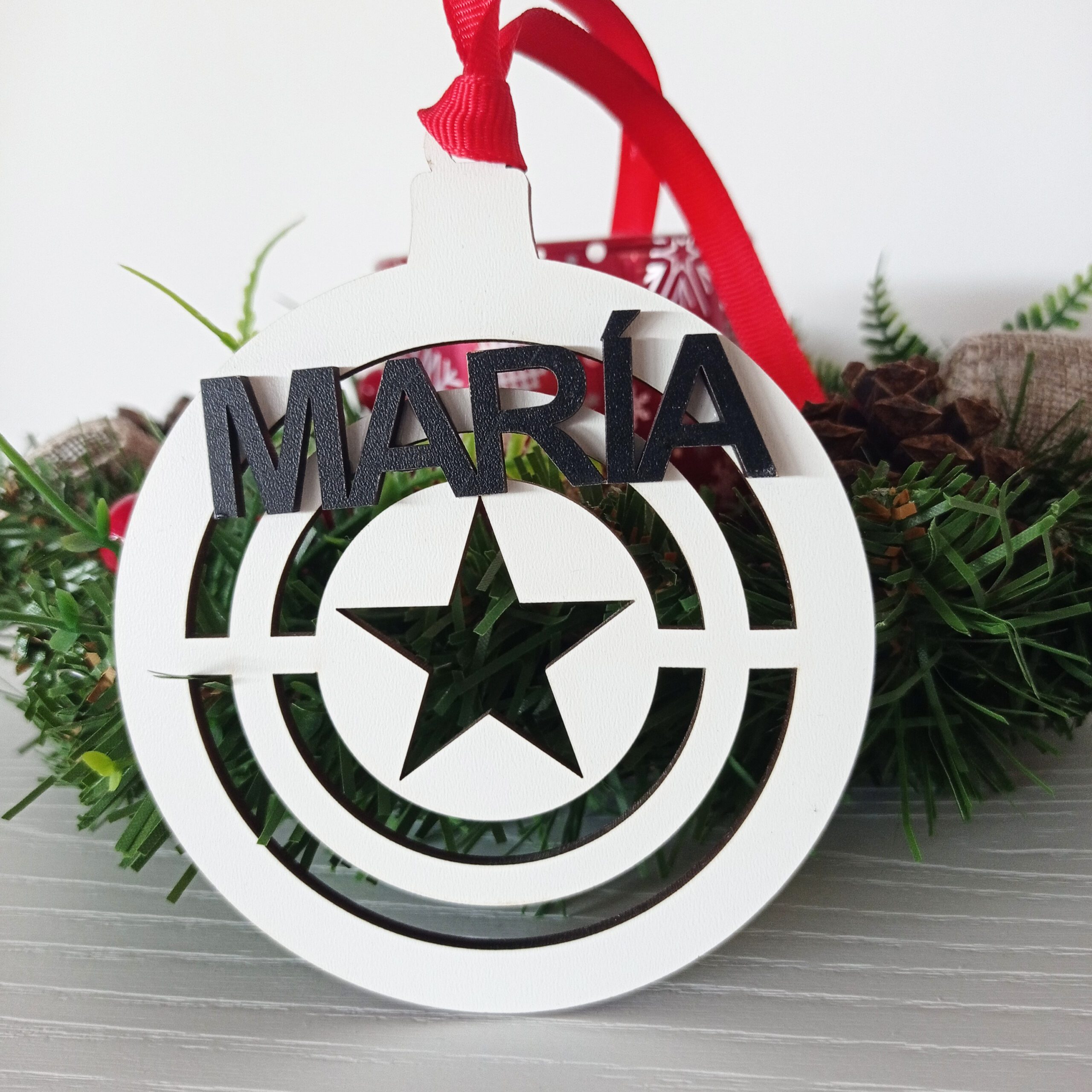 Bola de Navidad de madera personalizada (america)