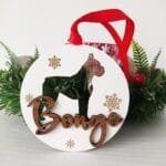 Bola de Navidad de madera personalizada (bóxer)