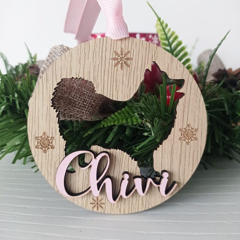 Bola de Navidad de madera personalizada (samoyedo)