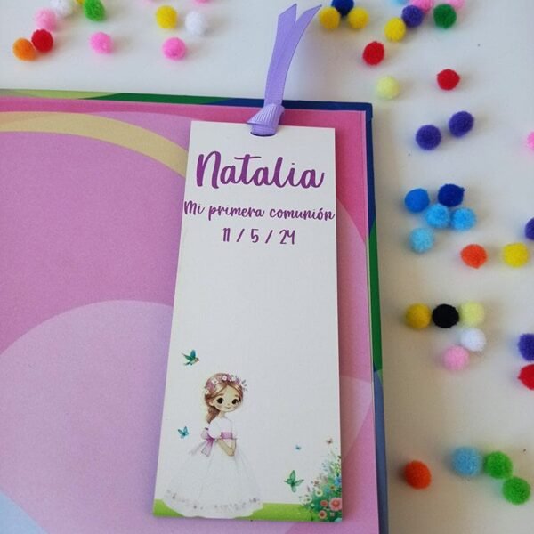 Marcapáginas comunión de madera niña