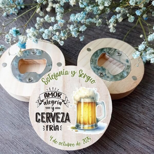 Abrebotellas boda cerveza fría