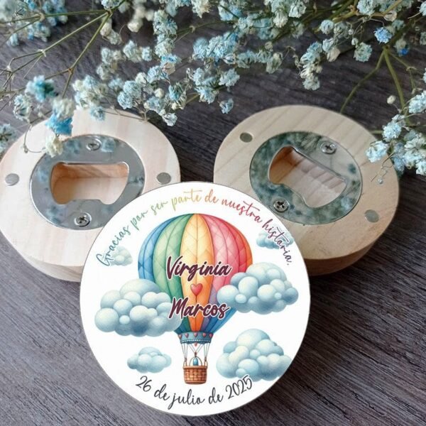 Abrebotellas boda globo aerostático