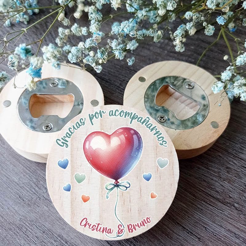 Abrebotellas boda globo corazón Abrebotellas boda globo corazón