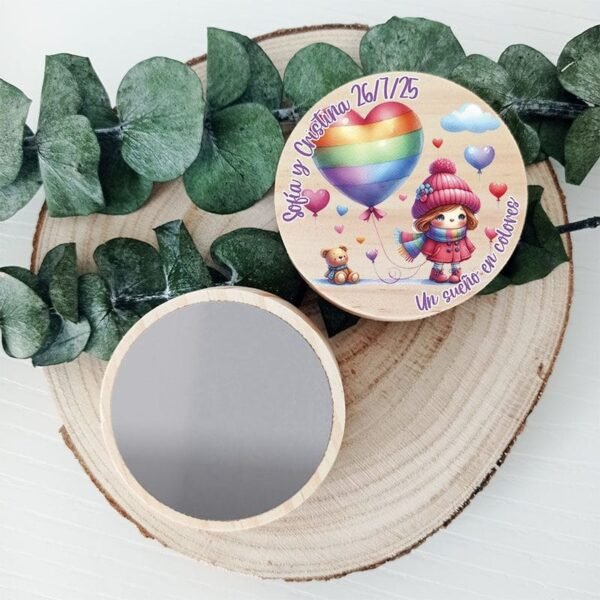Espejo personalizado para boda arcoíris
