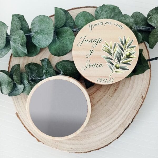 Espejo personalizado para boda rama de olivo
