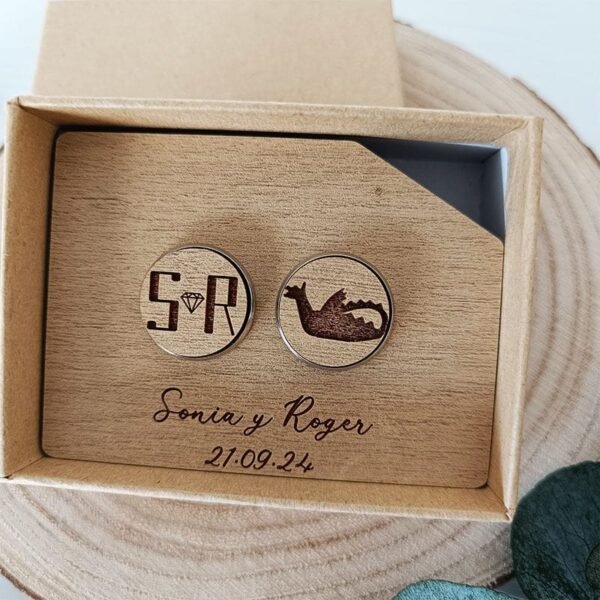 Gemelos para camisa personalizados de madera