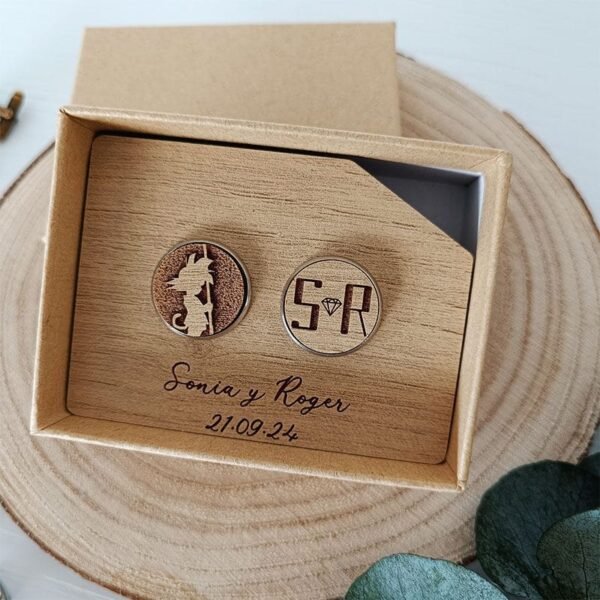 Gemelos para camisa personalizados de madera