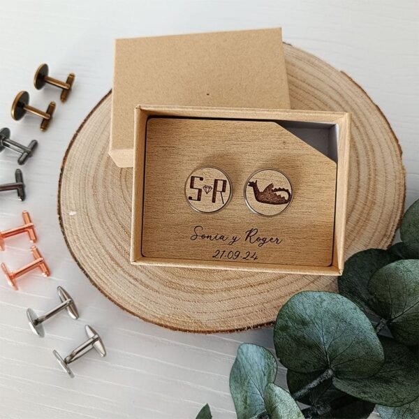 Gemelos para camisa personalizados de madera