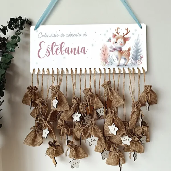 Calendario de Adviento Personalizado Colgante Ciervo