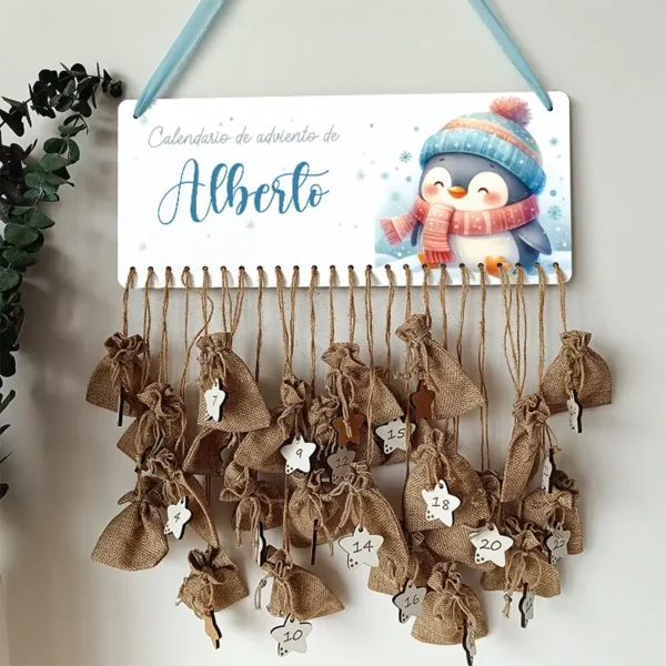 Calendario de Adviento Personalizado Colgante Pingüino