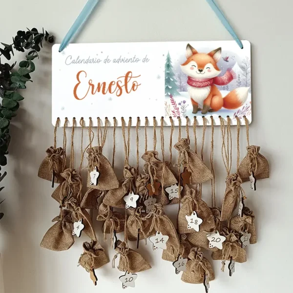 Calendario de Adviento Personalizado Colgante Zorro