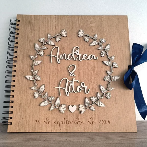 Libro de firmas personalizado de madera