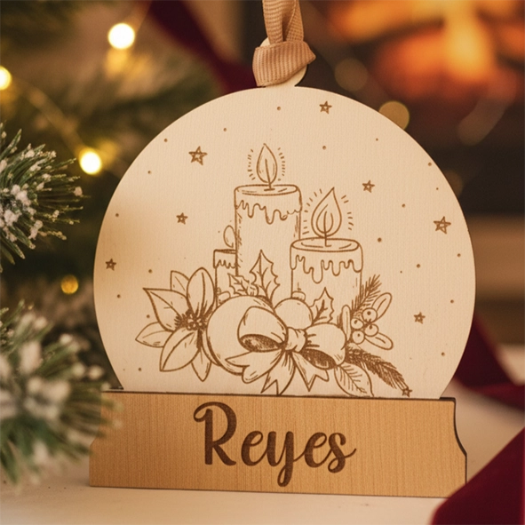 Bola de navidad de madera nieve