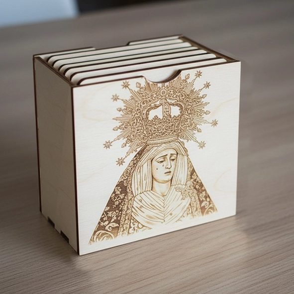Caja grabada posavasos Cofradía Caja grabada posavasos Cofradía