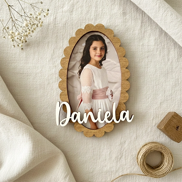 Recordatorio comunión personalizado madera Ovalado Recordatorio comunión personalizado madera Ovalado