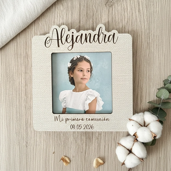 Recordatorio comunión personalizado marco de madera Recordatorio comunión personalizado marco de madera