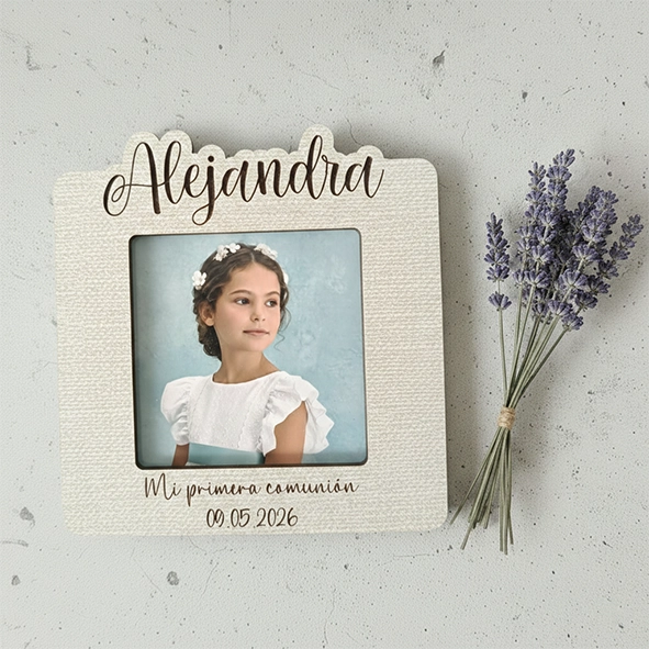 Recordatorio comunión personalizado marco de madera grande Recordatorio comunión personalizado marco de madera grande
