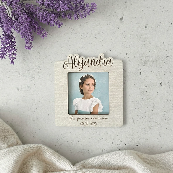 Recordatorio comunión personalizado marco de madera grande Recordatorio comunión personalizado marco de madera grande