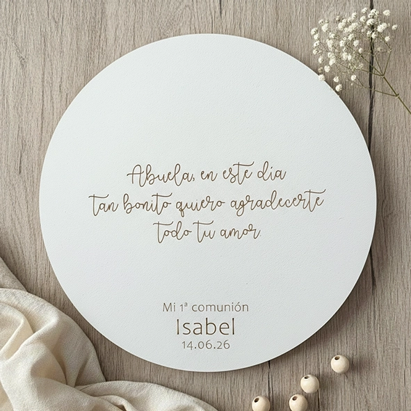 Recordatorio comunión redondo madera Recordatorio comunión redondo madera